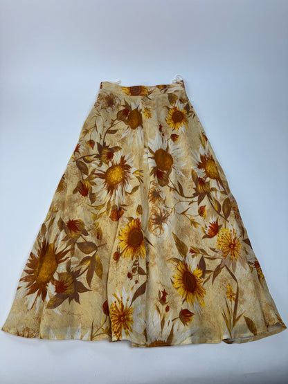 Vintage Chloe Floral Skirt Beige Brown
