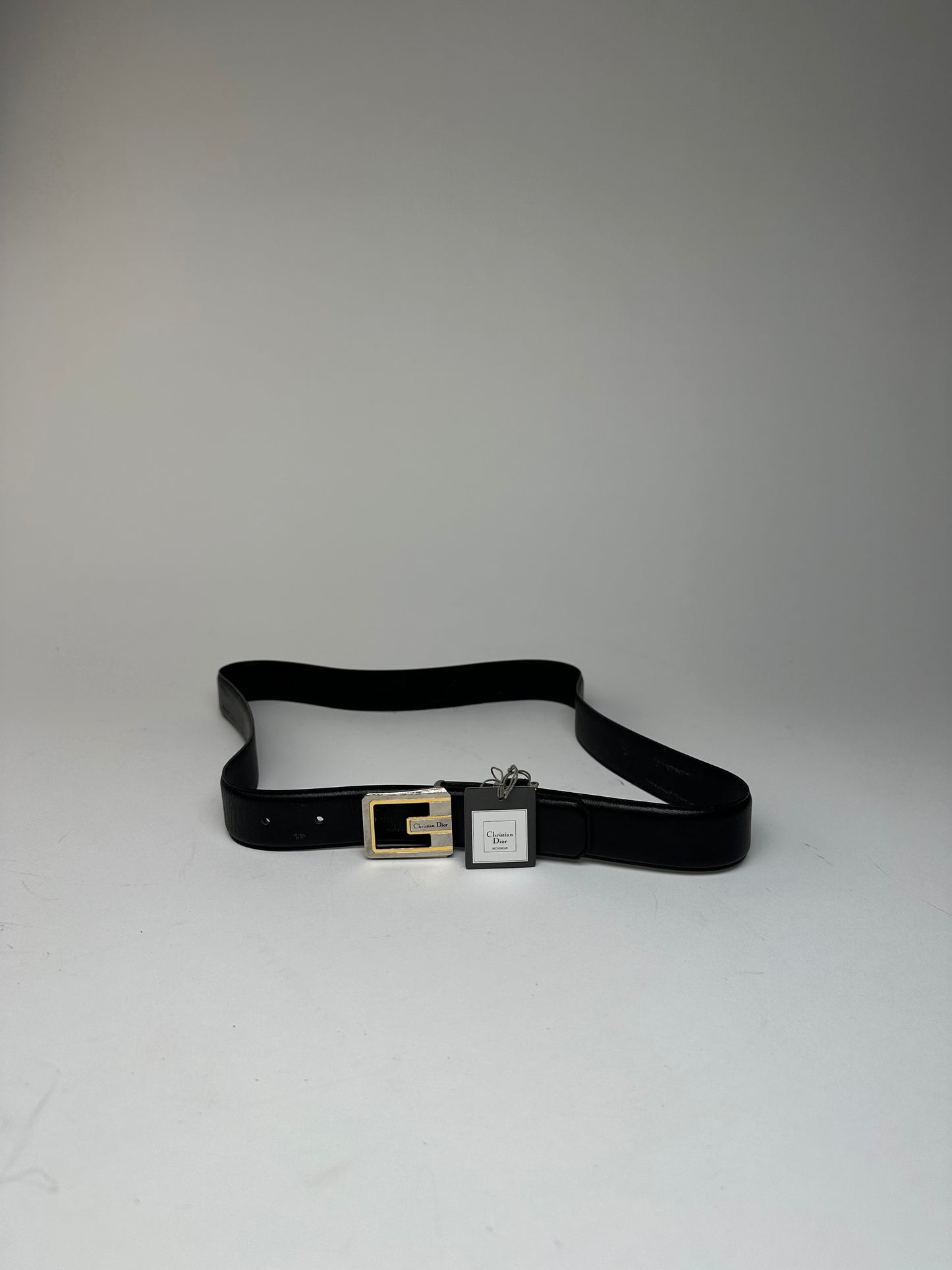 Vintage Dior Leather Belt Black New with tag