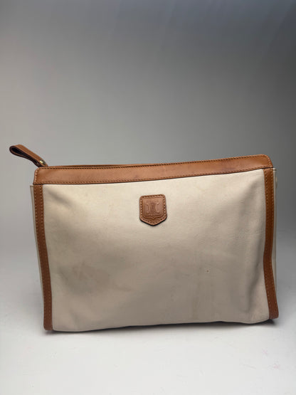 Pochette Triomphe en cuir blanc vintage Celine Paris