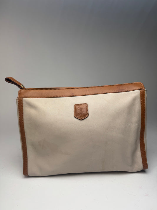 Pochette Triomphe en cuir blanc vintage Celine Paris