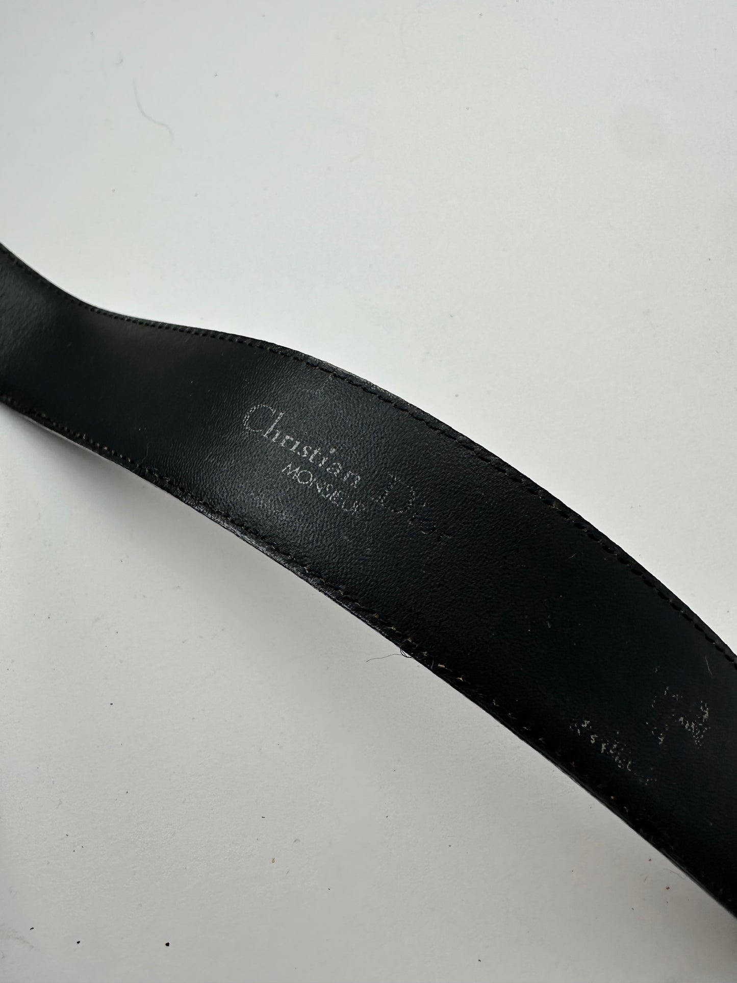 Vintage Dior Leather Belt Black New with tag
