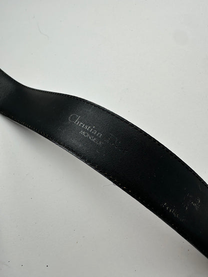 Vintage Dior Leather Belt Black New with tag