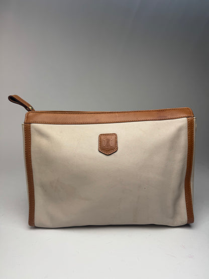 Pochette Triomphe en cuir blanc vintage Celine Paris
