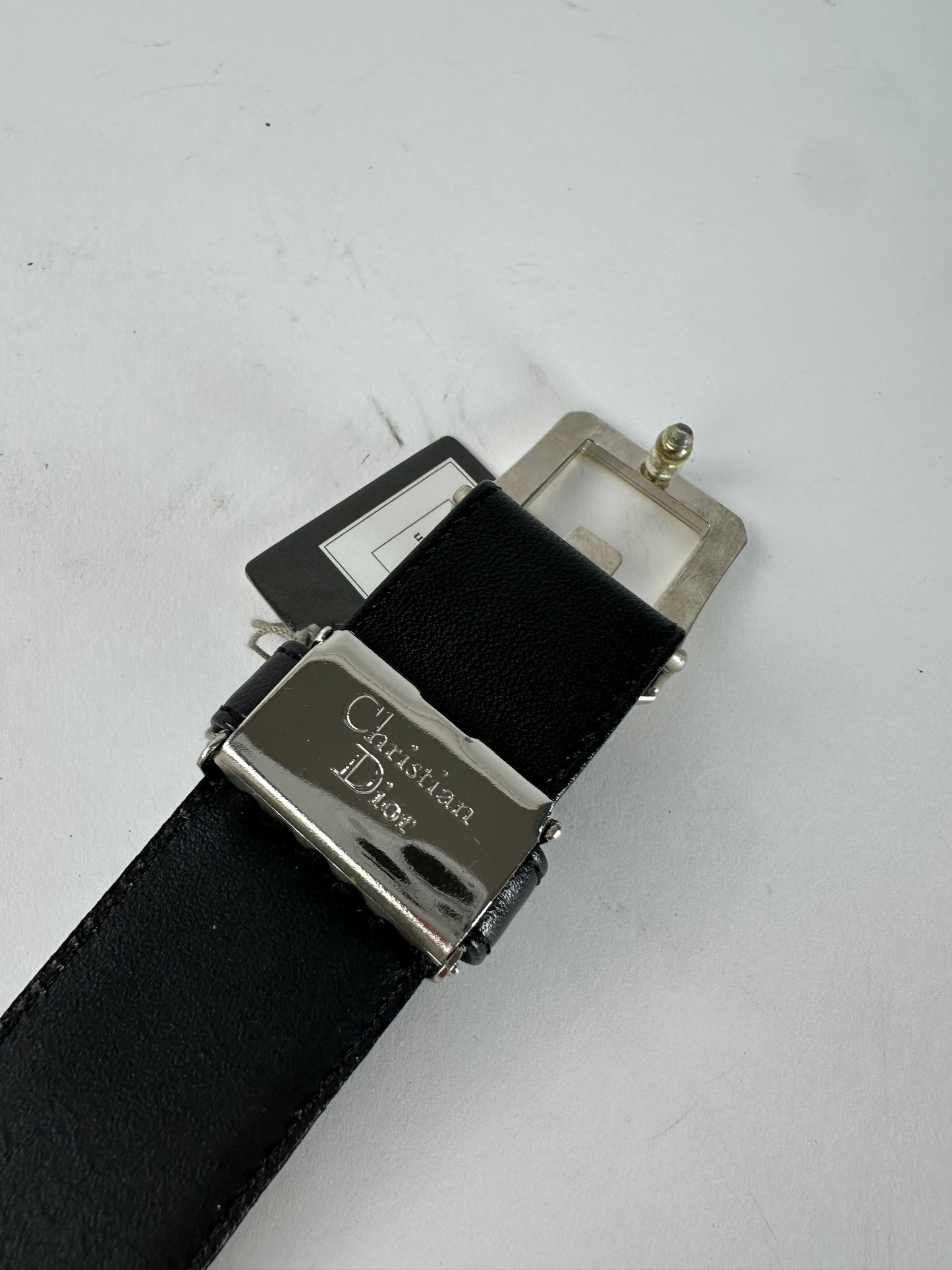 Vintage Dior Leather Belt Black New with tag