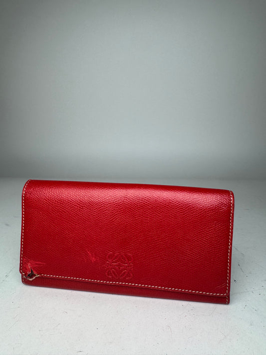 Vintage Loewe Madrid Leather Wallet Red