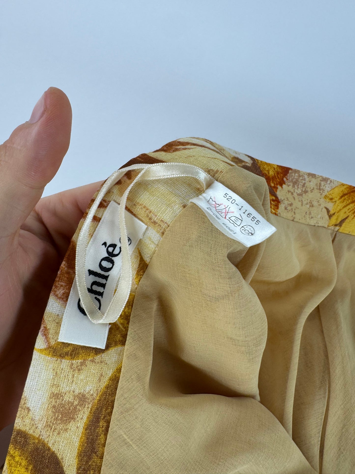 Vintage Chloe Floral Skirt Beige Brown