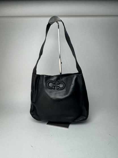 Sac vintage en cuir noir Salvatore Ferragamo