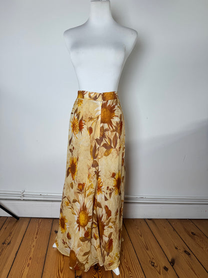 Vintage Chloe Floral Skirt Beige Brown