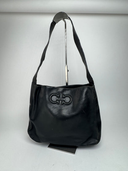 Sac vintage en cuir noir Salvatore Ferragamo