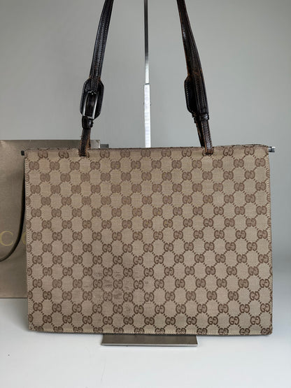 Vintage Gucci GG Supreme Tote Bag Beige Brown