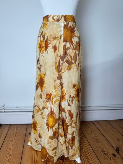 Vintage Chloe Floral Skirt Beige Brown