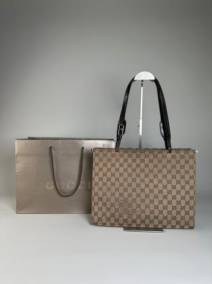 Vintage Gucci GG Supreme Tote Bag Beige Brown