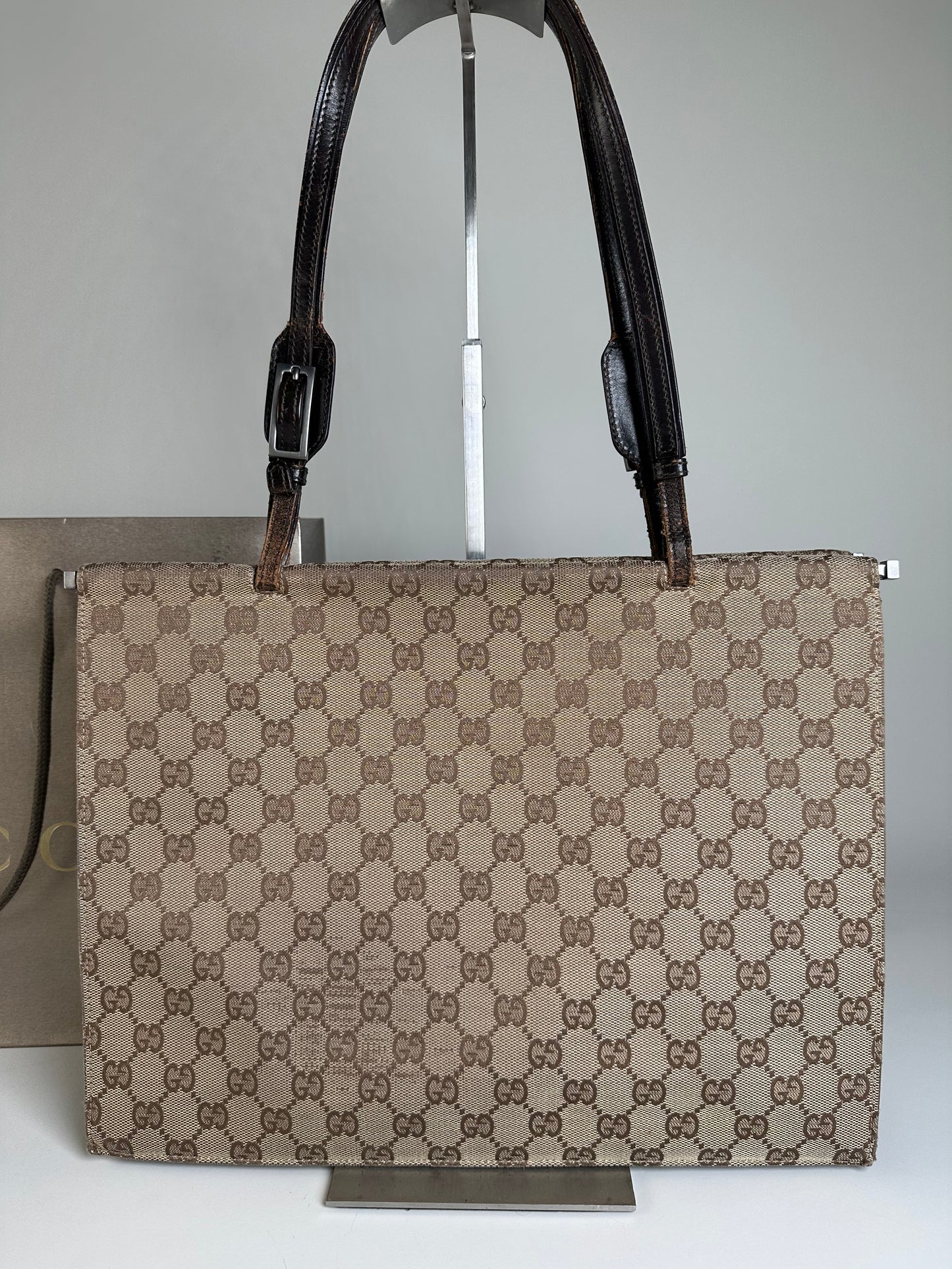 Vintage Gucci GG Supreme Tote Bag Beige Brown