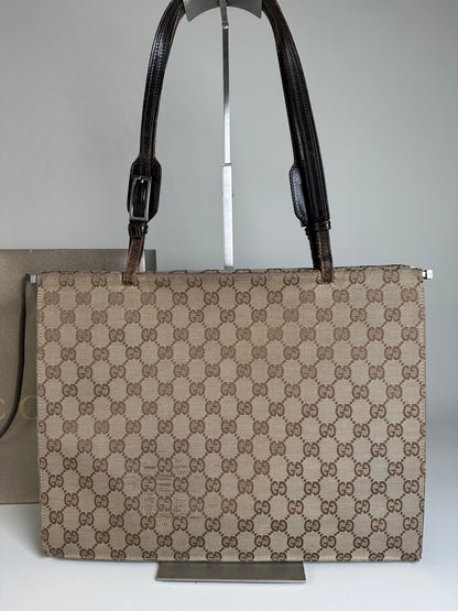 Vintage Gucci GG Supreme Tote Bag Beige Brown