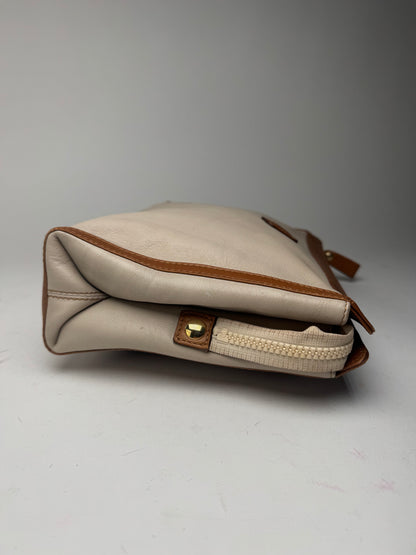 Pochette Triomphe en cuir blanc vintage Celine Paris
