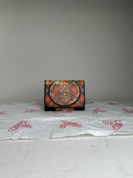 Vintage Vivienne Westwood Printed Leather Wallet Red Black Cream