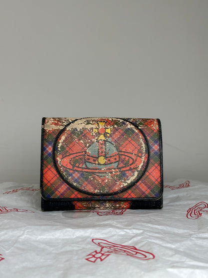Vintage Vivienne Westwood Printed Leather Wallet Red Black Cream