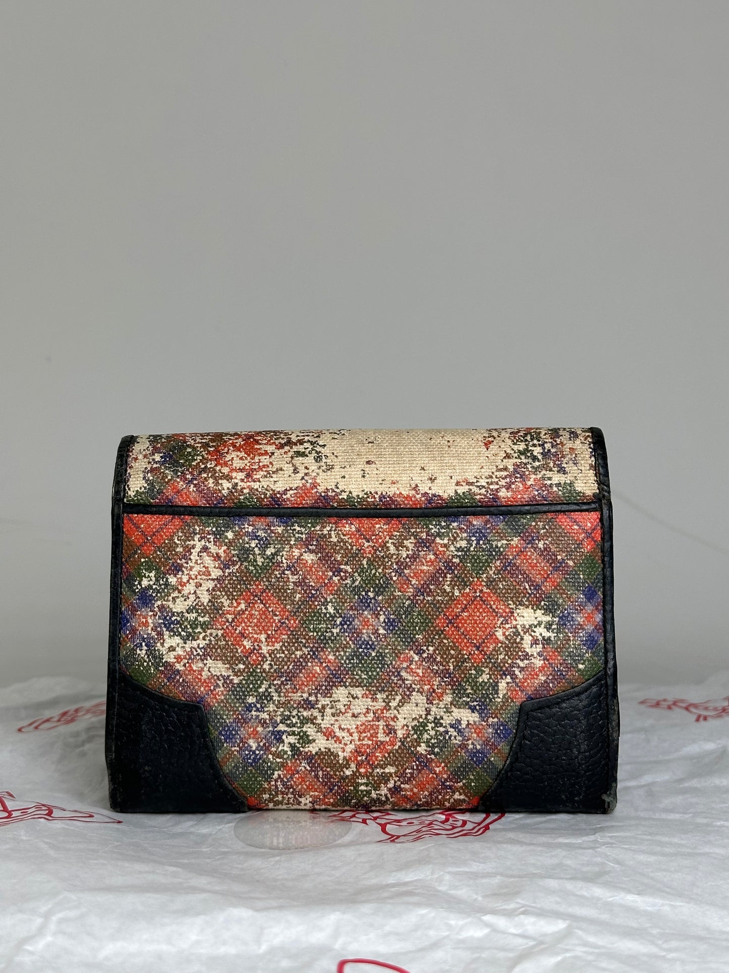 Vintage Vivienne Westwood Printed Leather Wallet Red Black Cream