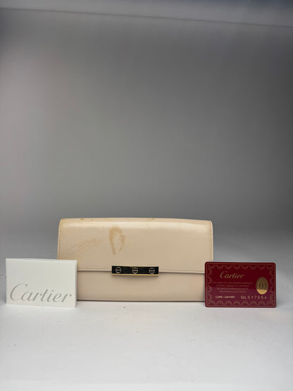 Vintage Cartier Patent leather wallet white