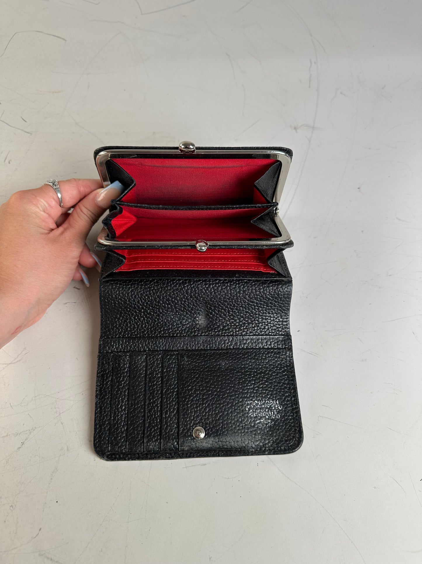 Vintage Vivienne Westwood Printed Leather Wallet Red Black Cream