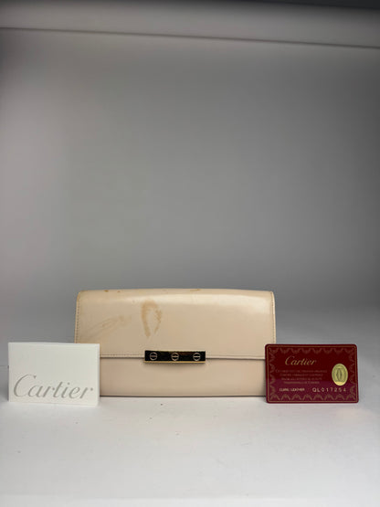 Vintage Cartier Patent leather wallet white