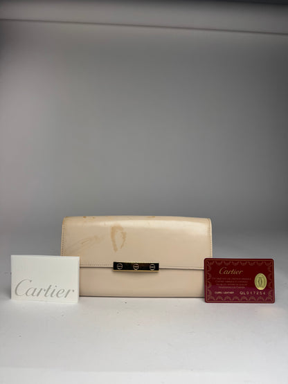 Vintage Cartier Patent leather wallet white