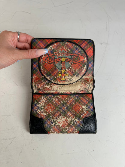 Vintage Vivienne Westwood Printed Leather Wallet Red Black Cream