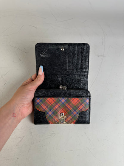 Vintage Vivienne Westwood Printed Leather Wallet Red Black Cream
