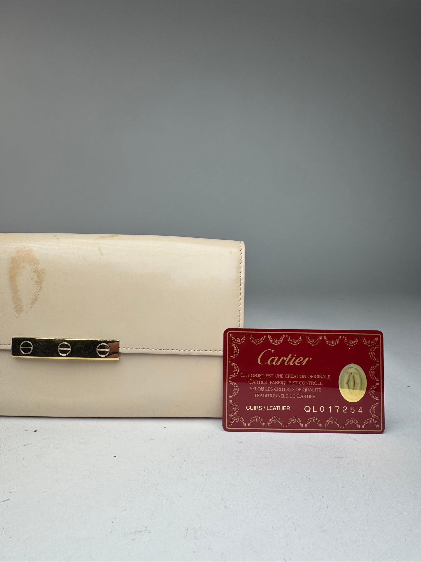 Vintage Cartier Patent leather wallet white