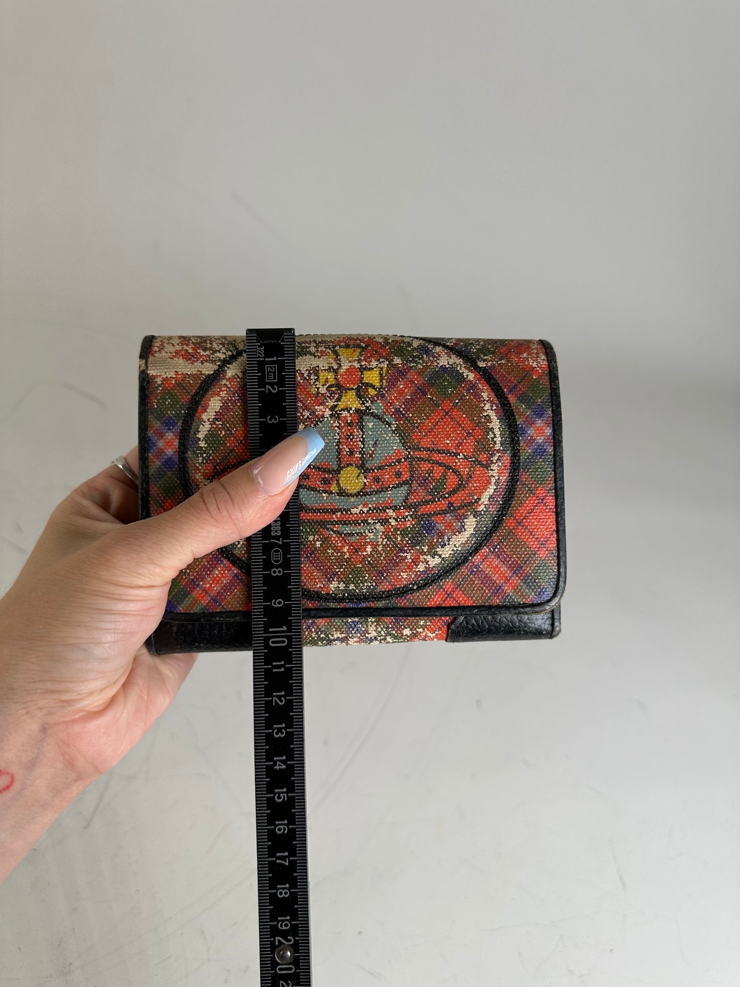 Vintage Vivienne Westwood Printed Leather Wallet Red Black Cream