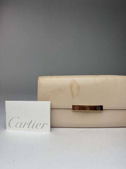 Vintage Cartier Patent leather wallet white