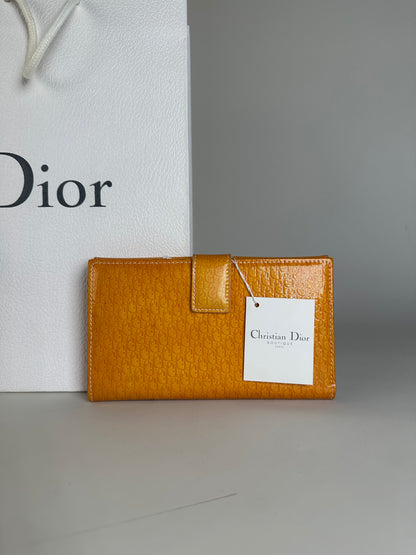 Vintage Dior Patent Logo Wallet Orange Gold