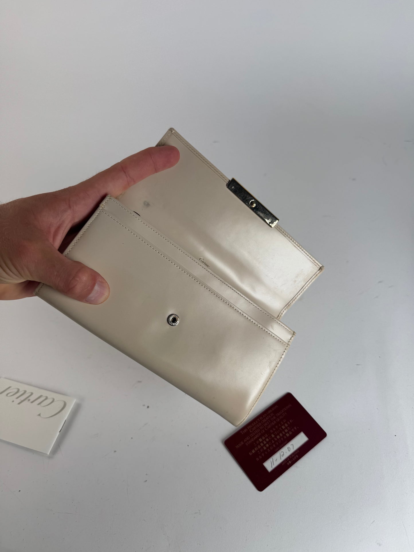 Vintage Cartier Patent leather wallet white