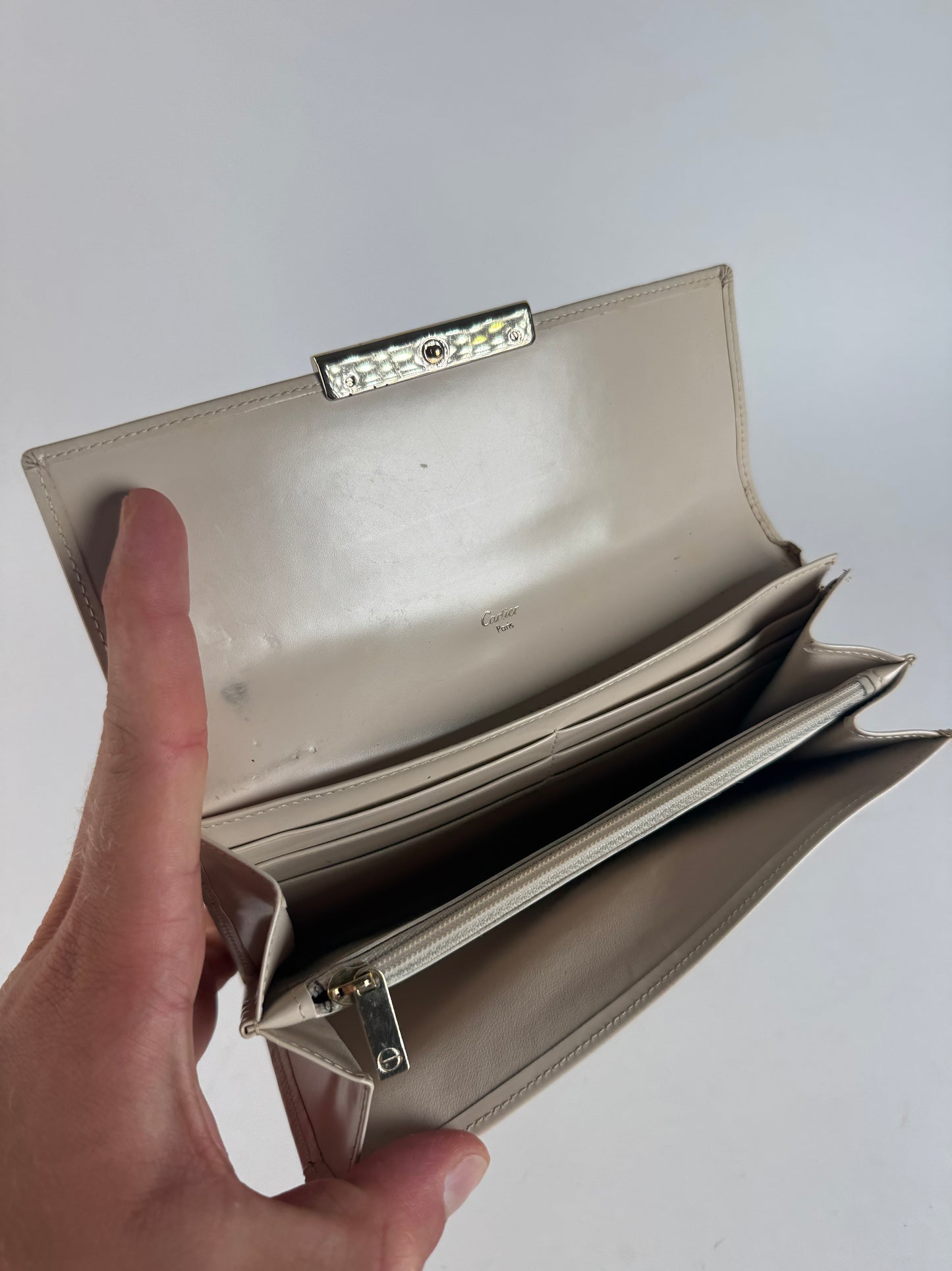 Vintage Cartier Patent leather wallet white