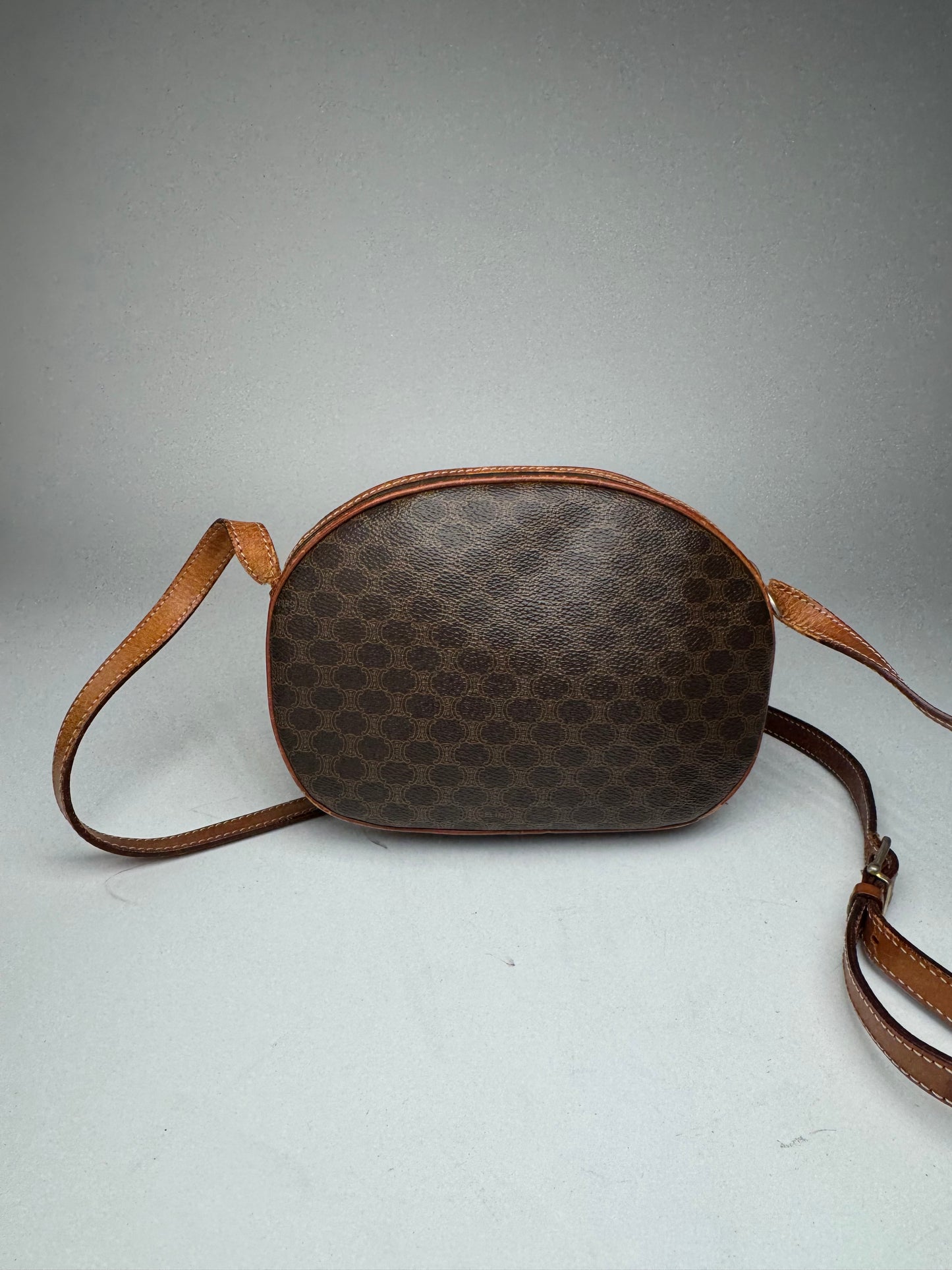 Vintage Celine Triomphe Leather monogram Bag brown
