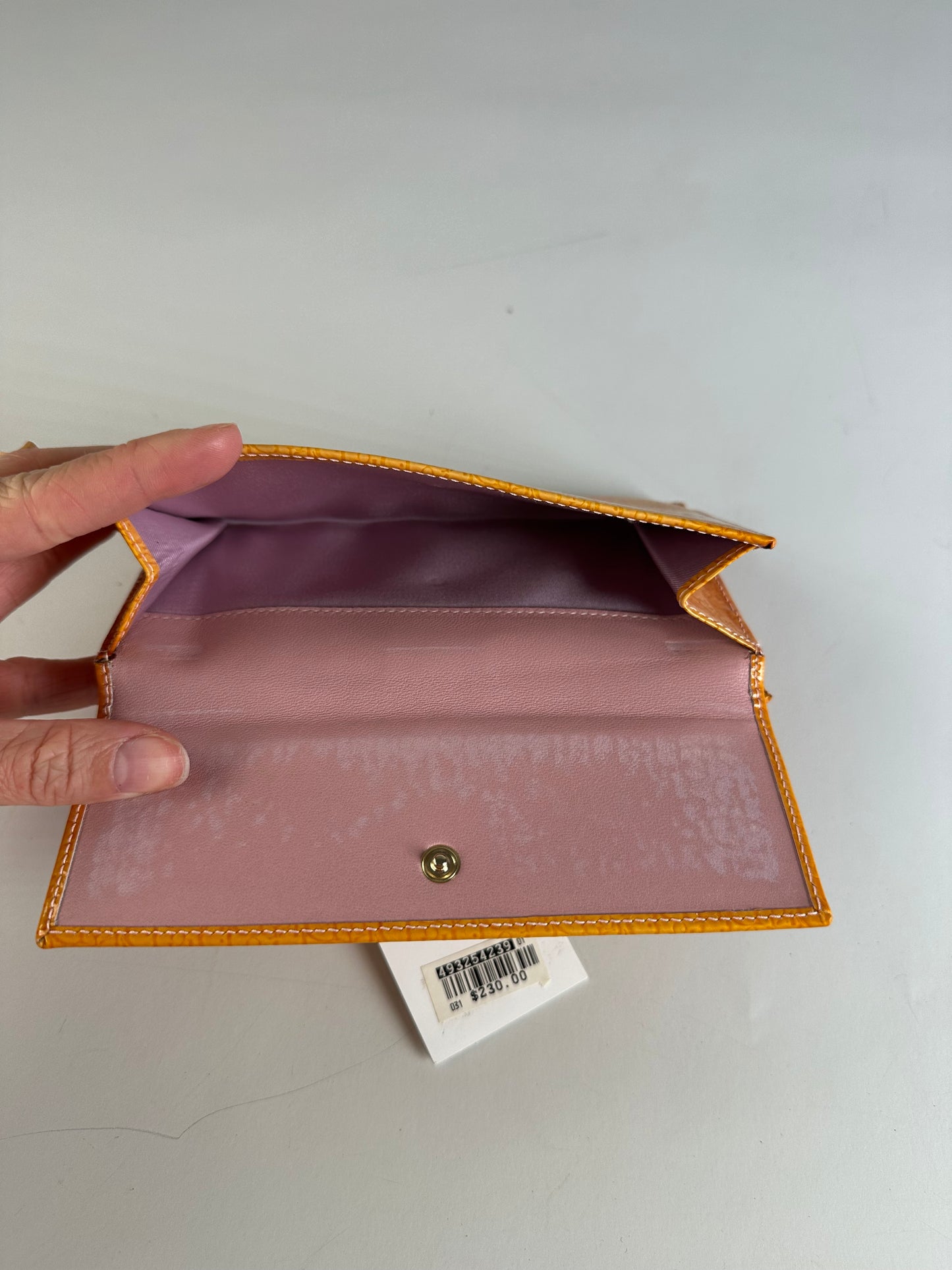 Vintage Dior Patent Logo Wallet Orange Gold
