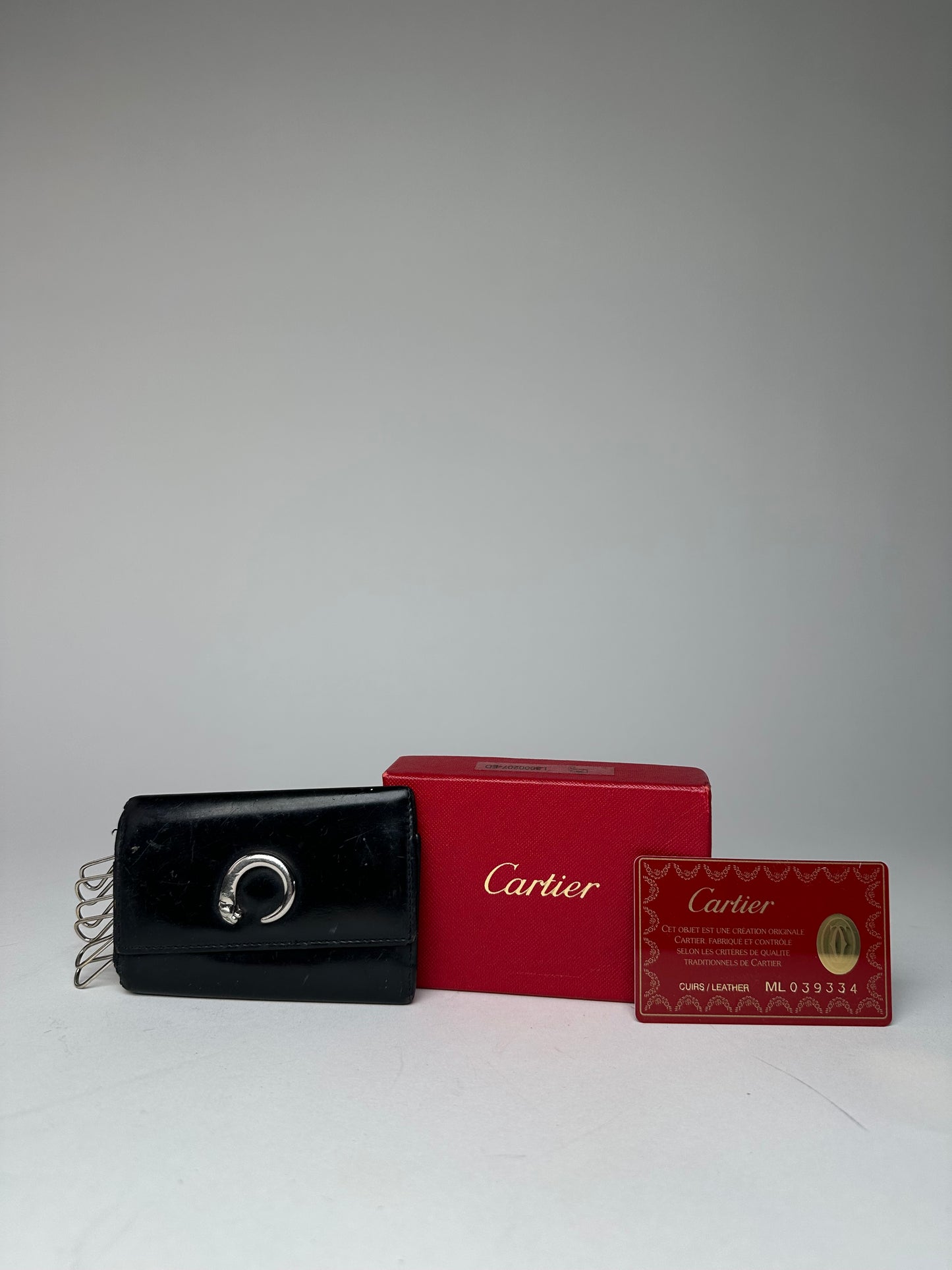 Vintage Cartier Panthere Patent Leather Card Holder / Key Holder Black