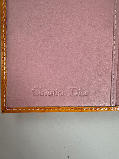Vintage Dior Patent Logo Wallet Orange Gold