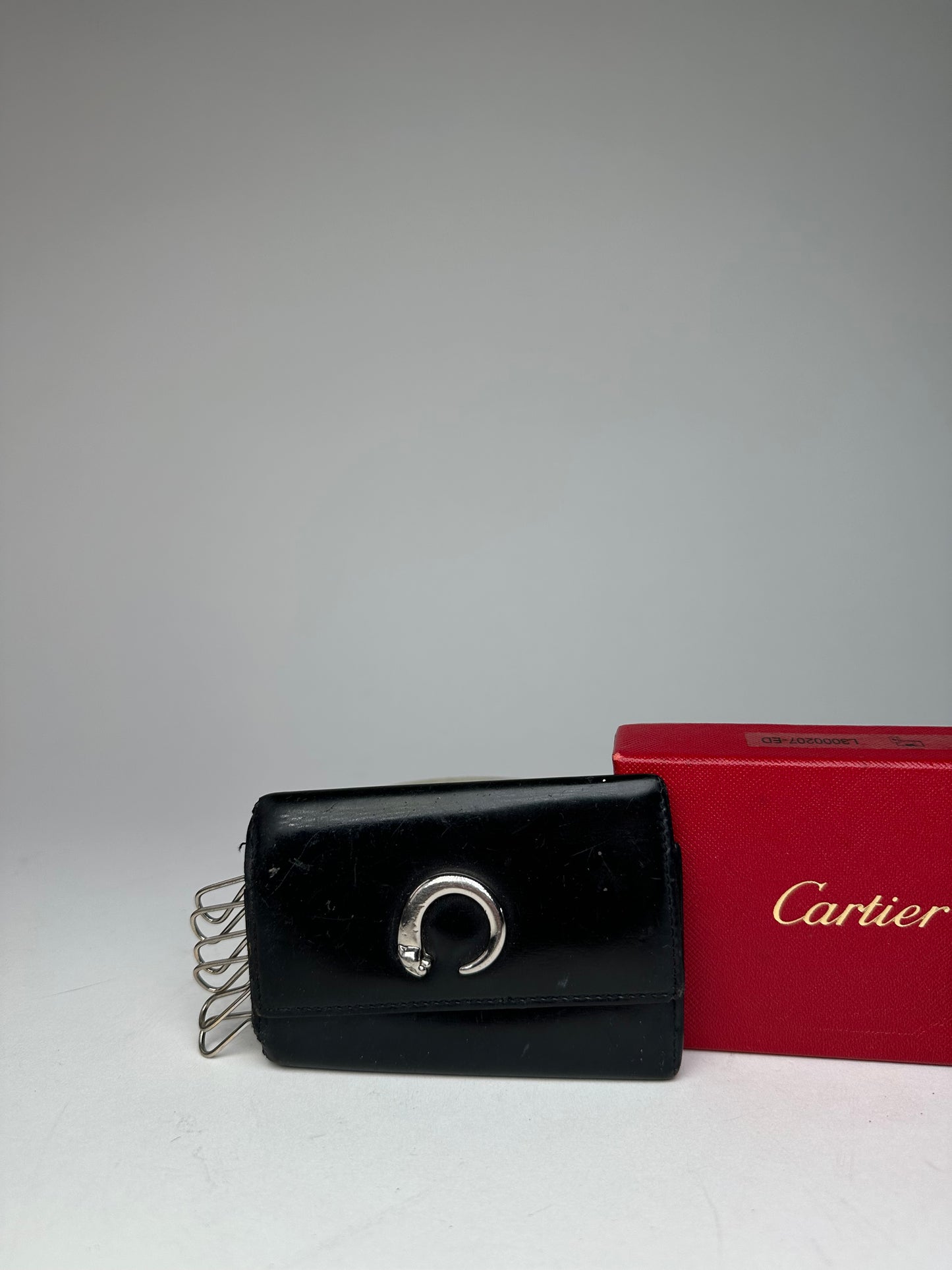 Vintage Cartier Panthere Patent Leather Card Holder / Key Holder Black
