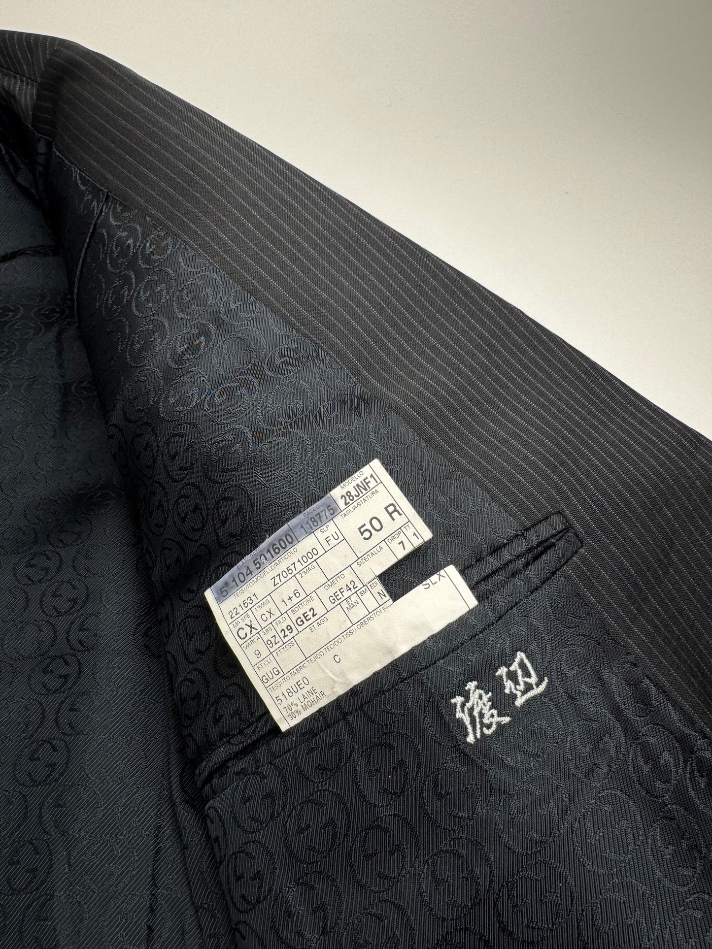 Vintage Gucci Men’s Blazer Black Grey Striped 48/M