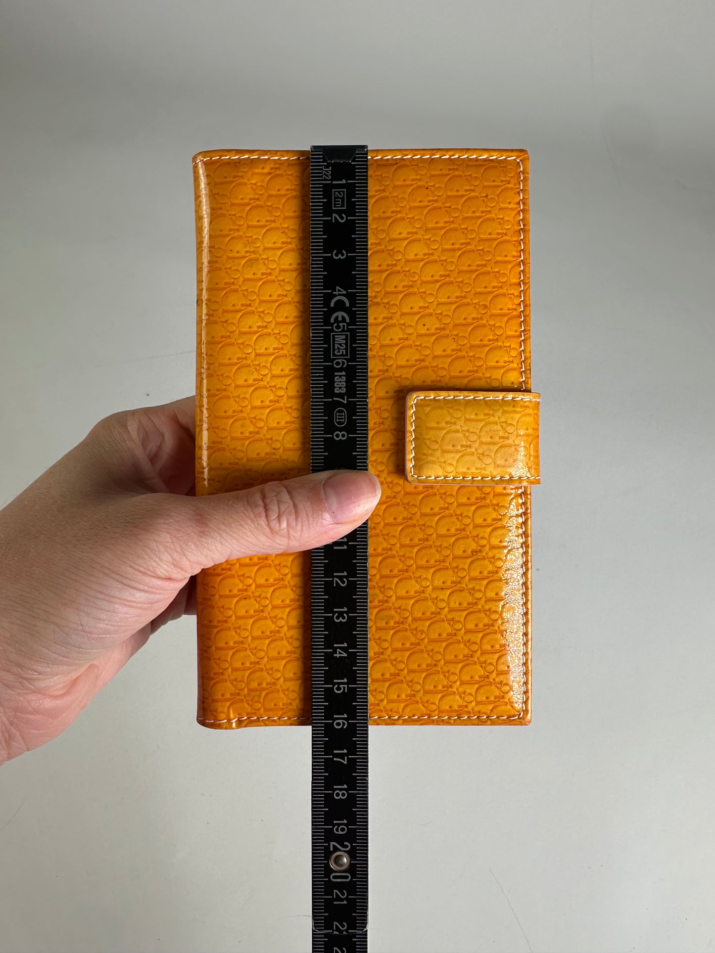 Vintage Dior Patent Logo Wallet Orange Gold