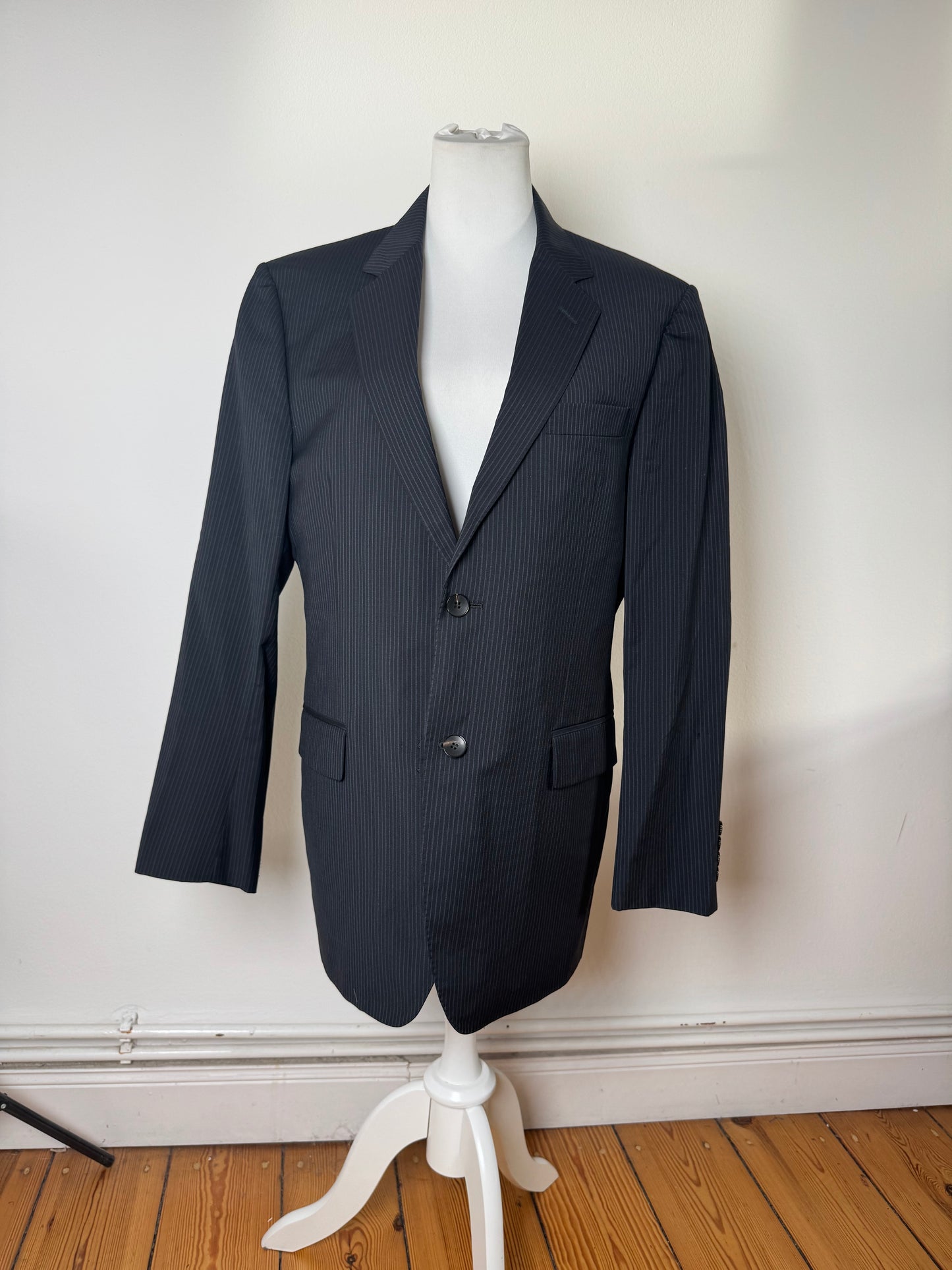 Vintage Gucci Men’s Blazer Black Grey Striped 48/M