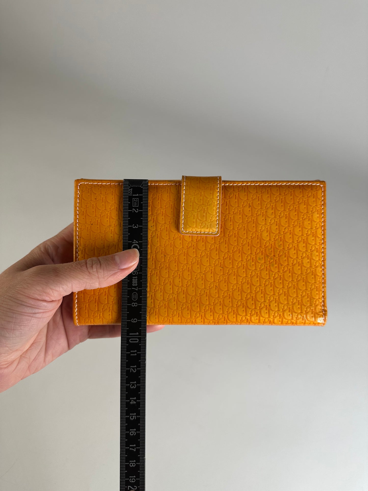 Vintage Dior Patent Logo Wallet Orange Gold