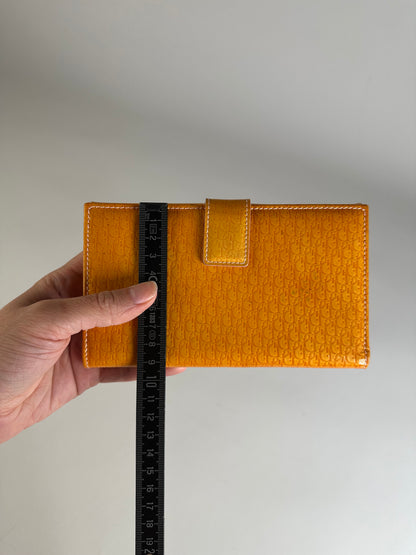 Vintage Dior Patent Logo Wallet Orange Gold