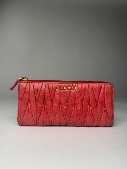 Vintage Miu Miu Metallasse Leather wallet red
