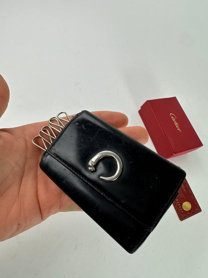 Vintage Cartier Panthere Patent Leather Card Holder / Key Holder Black