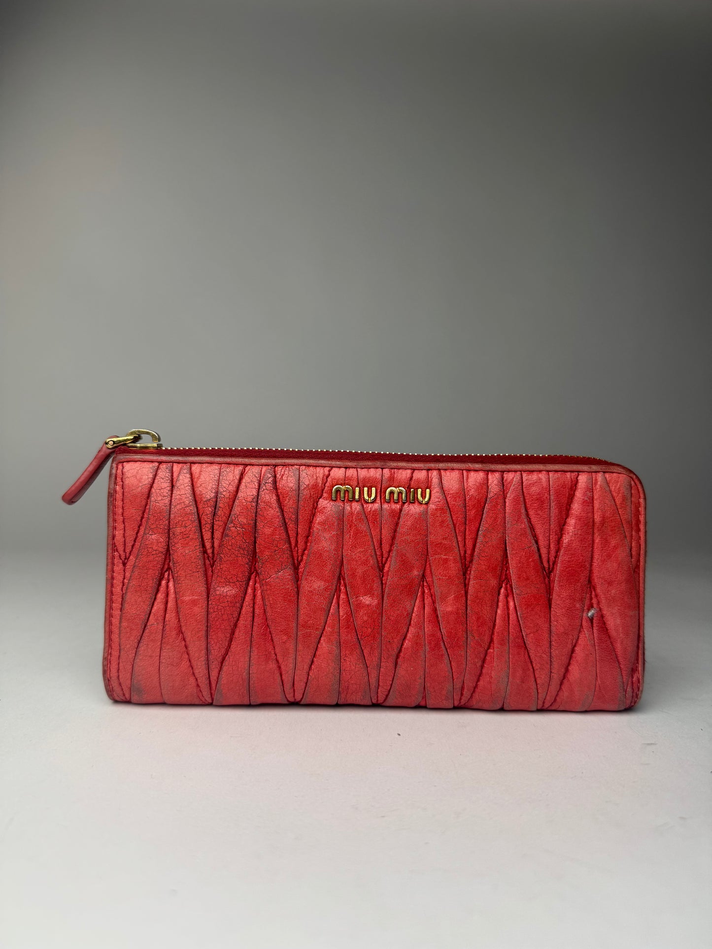 Vintage Miu Miu Metallasse Leather wallet red
