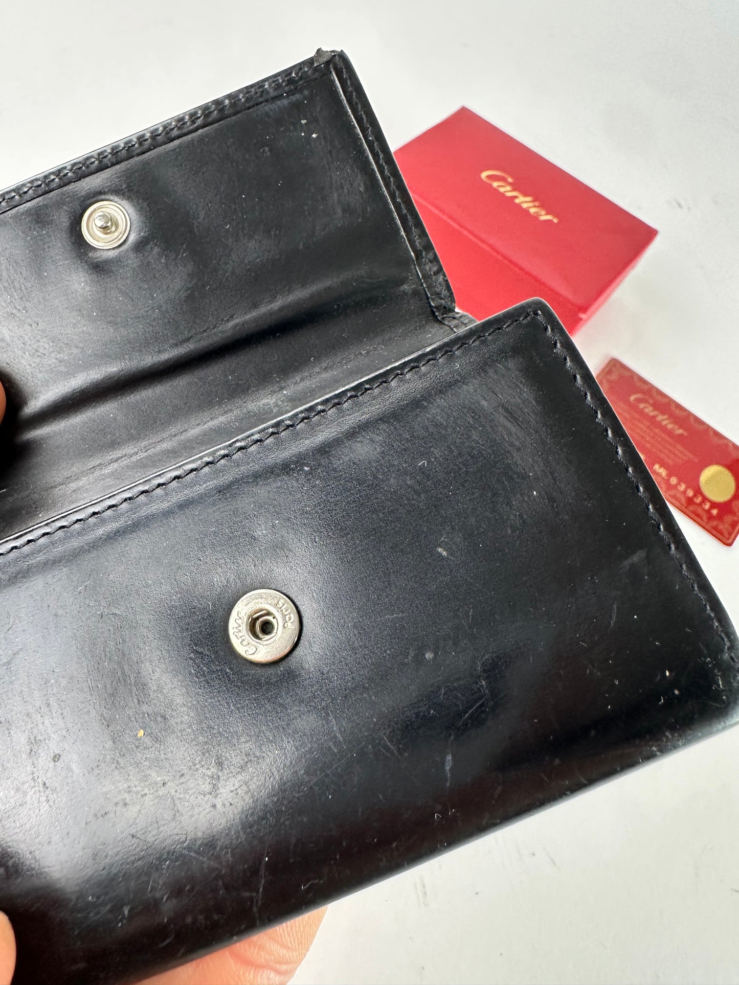 Vintage Cartier Panthere Patent Leather Card Holder / Key Holder Black