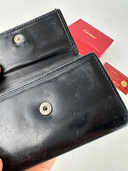 Vintage Cartier Panthere Patent Leather Card Holder / Key Holder Black