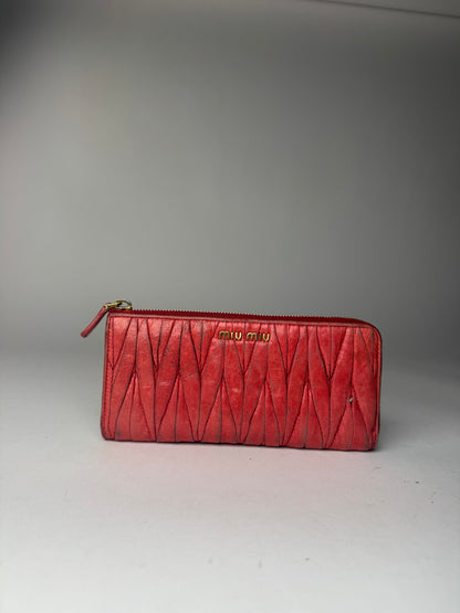 Vintage Miu Miu Metallasse Leather wallet red